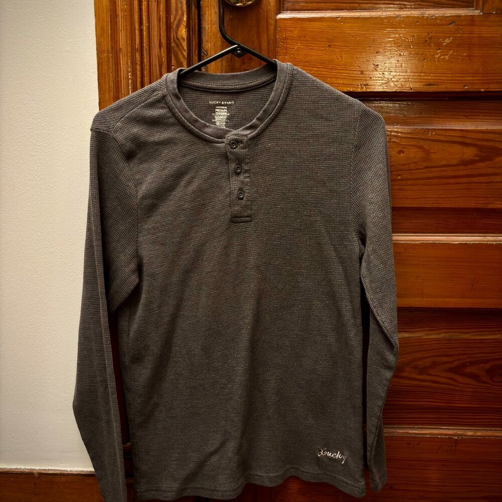 Men's Lucky Brand Sleepwear Long Underwear Long Sleeve Shirt Sized Medium - Gray